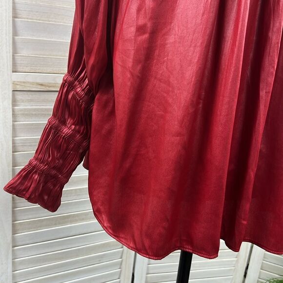 Current Air Smocked Sleeve Crinkle Popover Blouse Medium - Picture 7 of 12